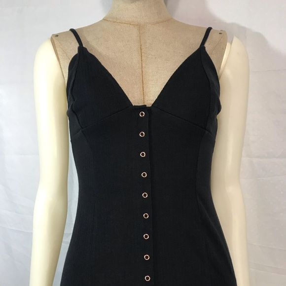 INTIMATELY FREE PEOPLE Size XS Black Body Tight Snap Button Dress; Preloved - Picture 2 of 7